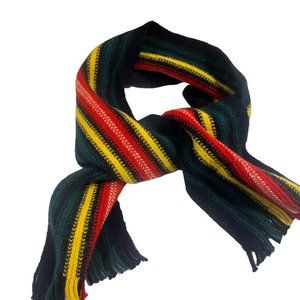 Maban Of Scotland 100% Laine Wool Blue Green Red Striped Men's Scarf 8x58